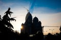 Silhouette of the construction site of Ã¢â¬ÅCatedrala Mantuirii NeamuluiÃ¢â¬Â People`s Salvation Cathedral at sunrise Royalty Free Stock Photo